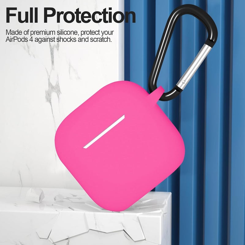 ATUAT Compatible with AirPods 4 Case Cover, Protective Silicone Skin Accessories with Keychain for Women Men for Apple AirPods 4th Generation Case(2024), Front LED Visible, Night Glow Pink - Image 2